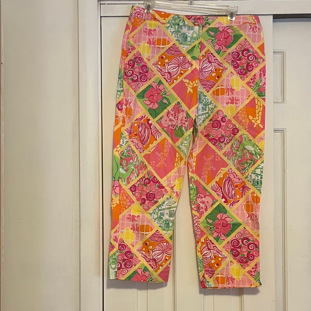 Vintage Lilly Pulitzer Pink and Yellow Cropped Pants